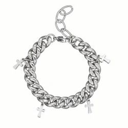 Brand New Stainless Steel Mens Cross Chain Bracelet