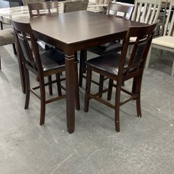 Brand New Estate Espresso Pub Counter height Dining Table 5pc From Ashley Was $549 Now $475 Must Sell Can Deliver Finance Or Layaway 