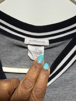 BCBGeneration Gray Striped Top Size Medium