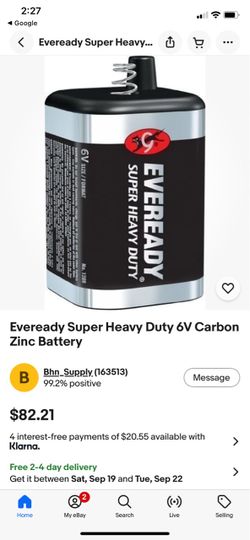 Eveready Super Heavy Duty 6V Battery