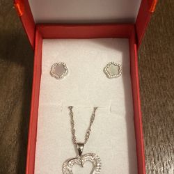 Vvs1 D Color Lab Diamond Heart Chain And Earrings Set