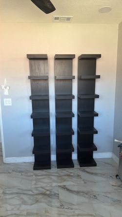 3 Piece black wood IKEA shelves
