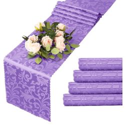 Purple Floral Embossed Table Runners Set