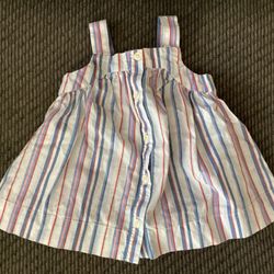 Infant Girls Baby Gap Red/White/Blue Striped Dress - size 0-3 months