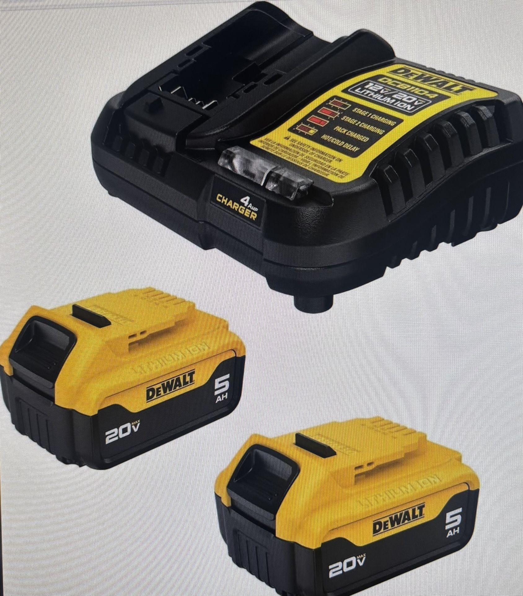 DeWalt 20V MAX Battery Charging Kit, Includes 2 Batteries, 5ah, DCB205-2C