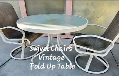 Vintage Patio Table and Swivel Chairs Set
