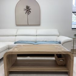 Solid Oak Wood Coffee Table + Bench