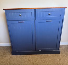 Double Tilt-Out Laundry Hamper/Trash Cabinet with 2 Drawers