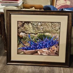 Framed photograph Chihuly glass boat