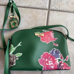 Kate Spade Green And Pink Crossbody Bag With Floral Design