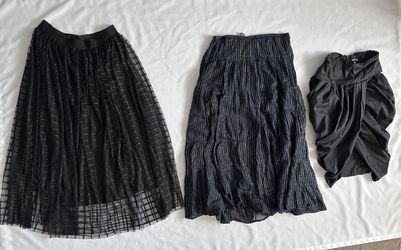 Women’s Skirt Bundle – 3pc Black Mesh, Shimmer Pleated & Ruched Skirts | Chic Fashion Lot