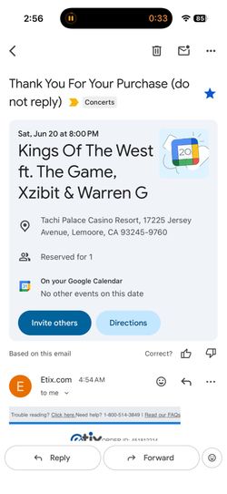 Concert ticket for this Saturday