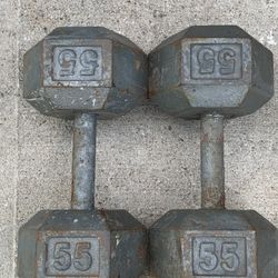 Pair Of 55 Lb Dumbbells
