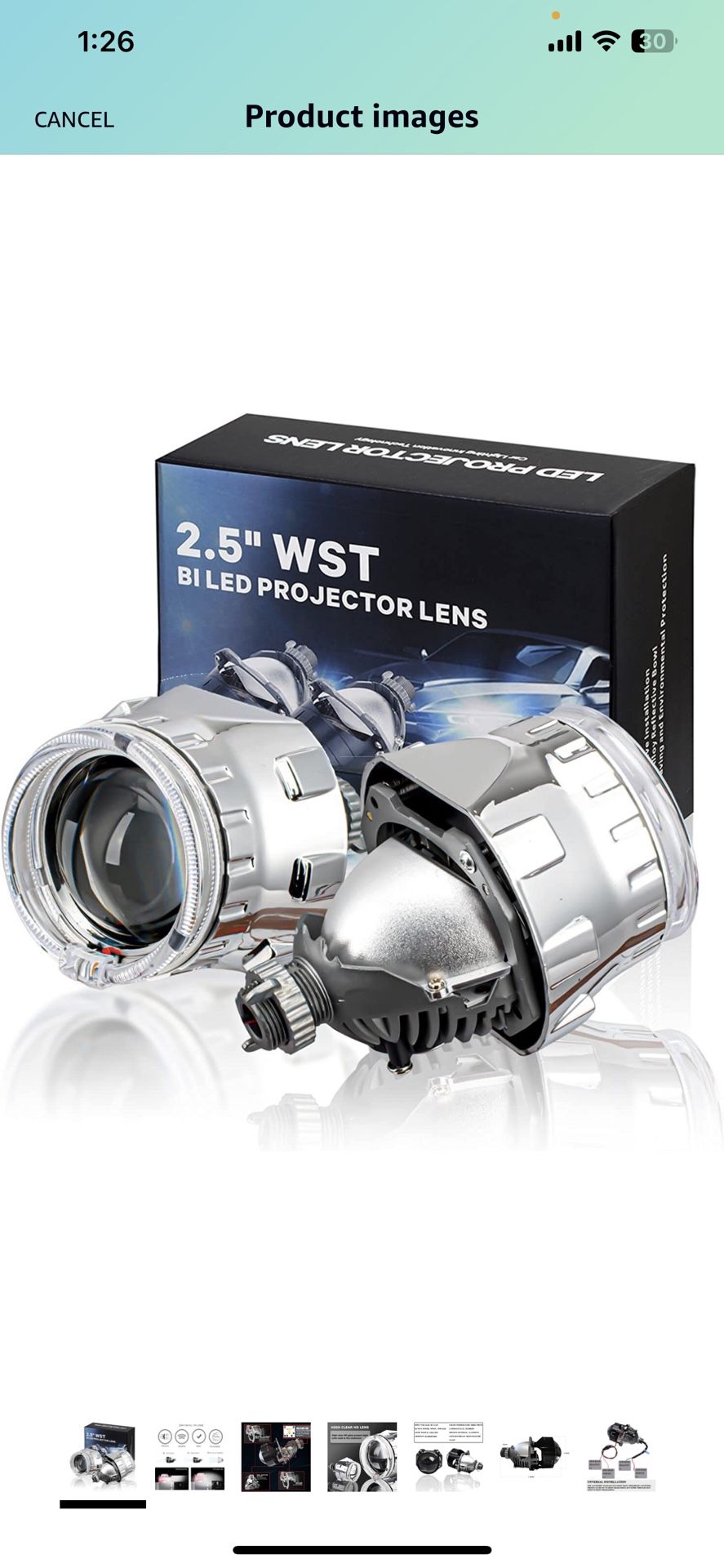 YUFANYA 2.5 Inch Bi LED Projector Lens with Hi/Lo Beam,70W 20,000LM 6000K,White Angel Eyes Chrome Shrouds Mask,Fit H4 H7 9005 HB3 9006 HB4 Car Motorcy