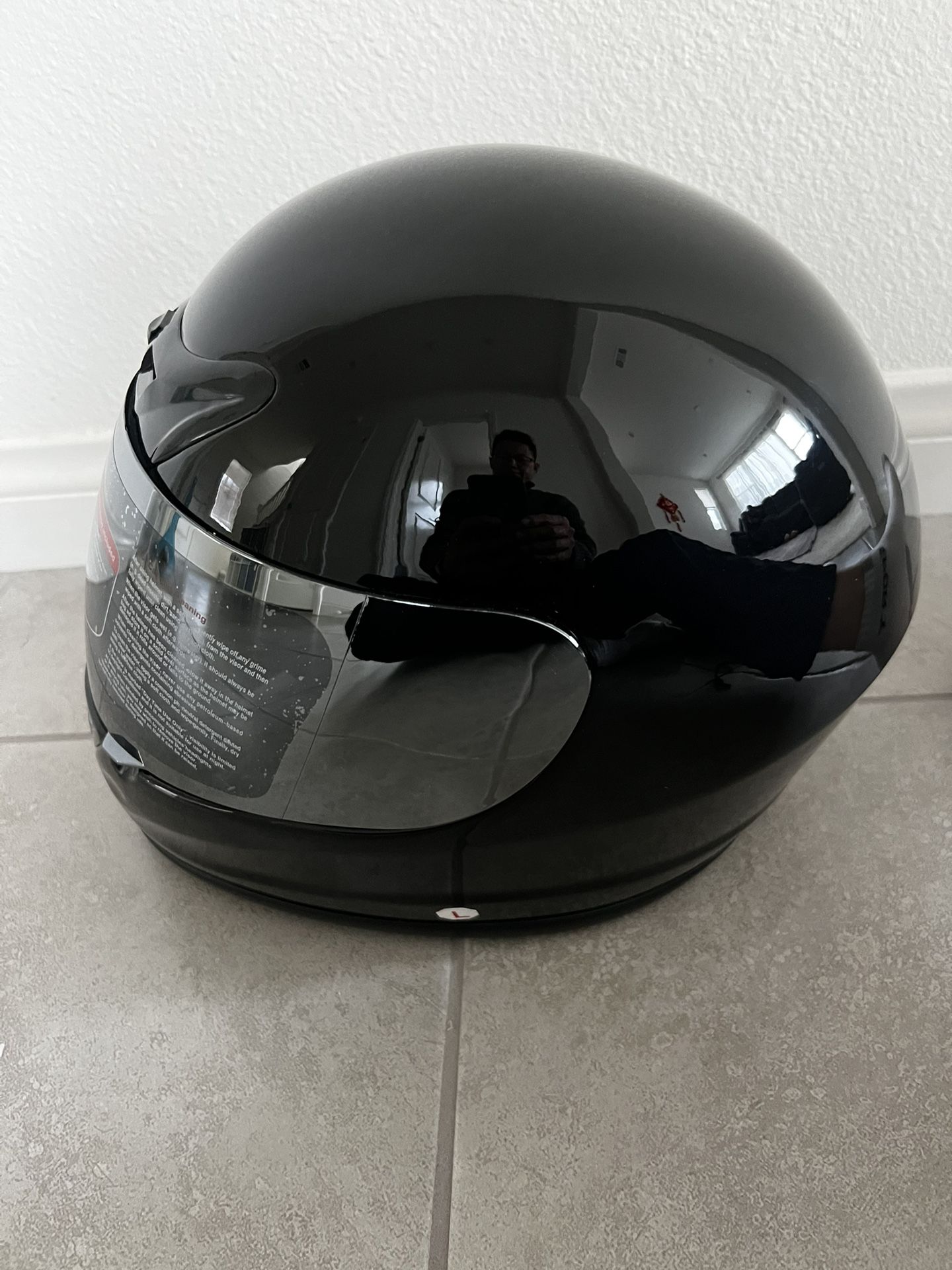 Bike Helmet Black Silver Visor Dot New Size Large