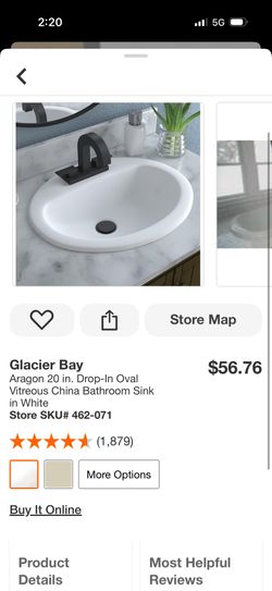 Glacier Bay Aragon 20 in. Drop-In Oval Vitreous China Bathroom Sink in White Store 