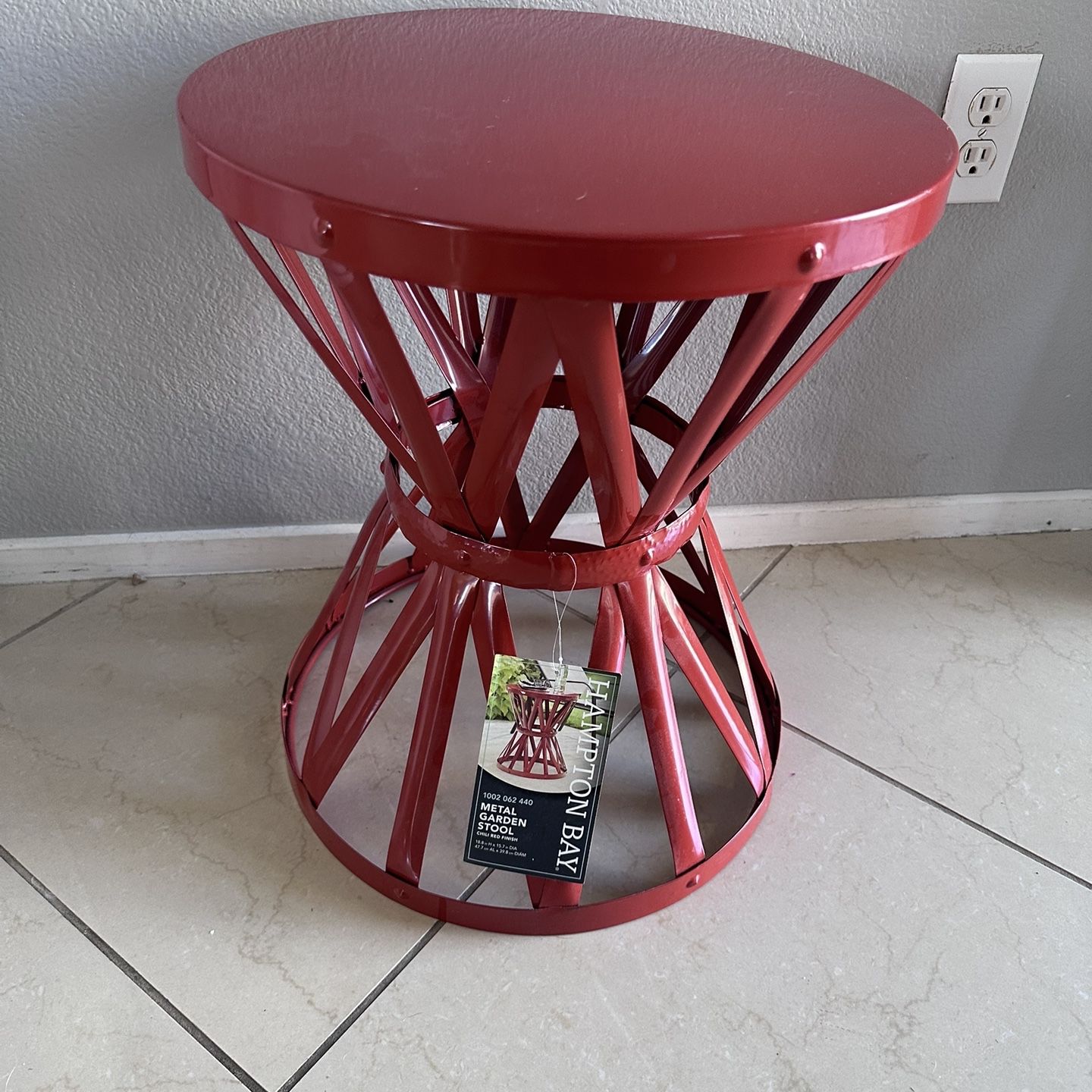 Red metal garden stool sale