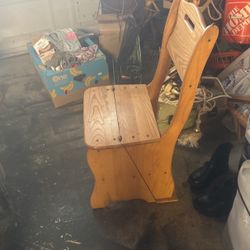Solid Pine Vintage Hi back Chair / Step Stool  holds 200lbs $45 Cash 
