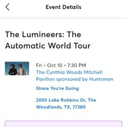 I Have (2)Lummaniers Tickets for this Friday 10/10/25 Lawn Seats
