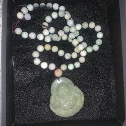 Natural Jade Buddha Necklace 100% Authentic new in the box thick adjustable chain with a big pendant 