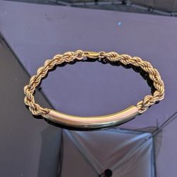 14KT YELLOW GOLD CLASSIC ROUND ELVIS PRESLEY ID BRACELET PLATE ENGRAVABLE 7" 12.2g