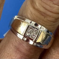 14K Yellow & White Gold Diamond Ring-Size 7.75