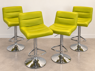Set of 4 Modern Lime Green Adjustable Swivel Barstools – Chrome Bases