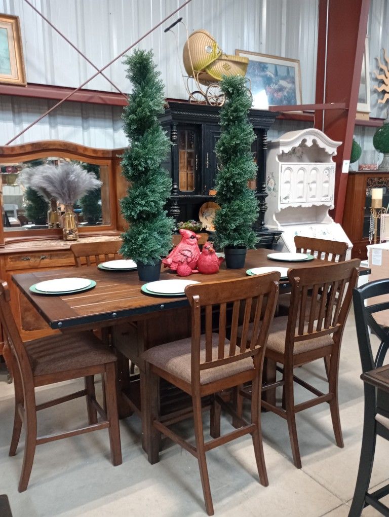 Rustic Style Counter Height Table Set