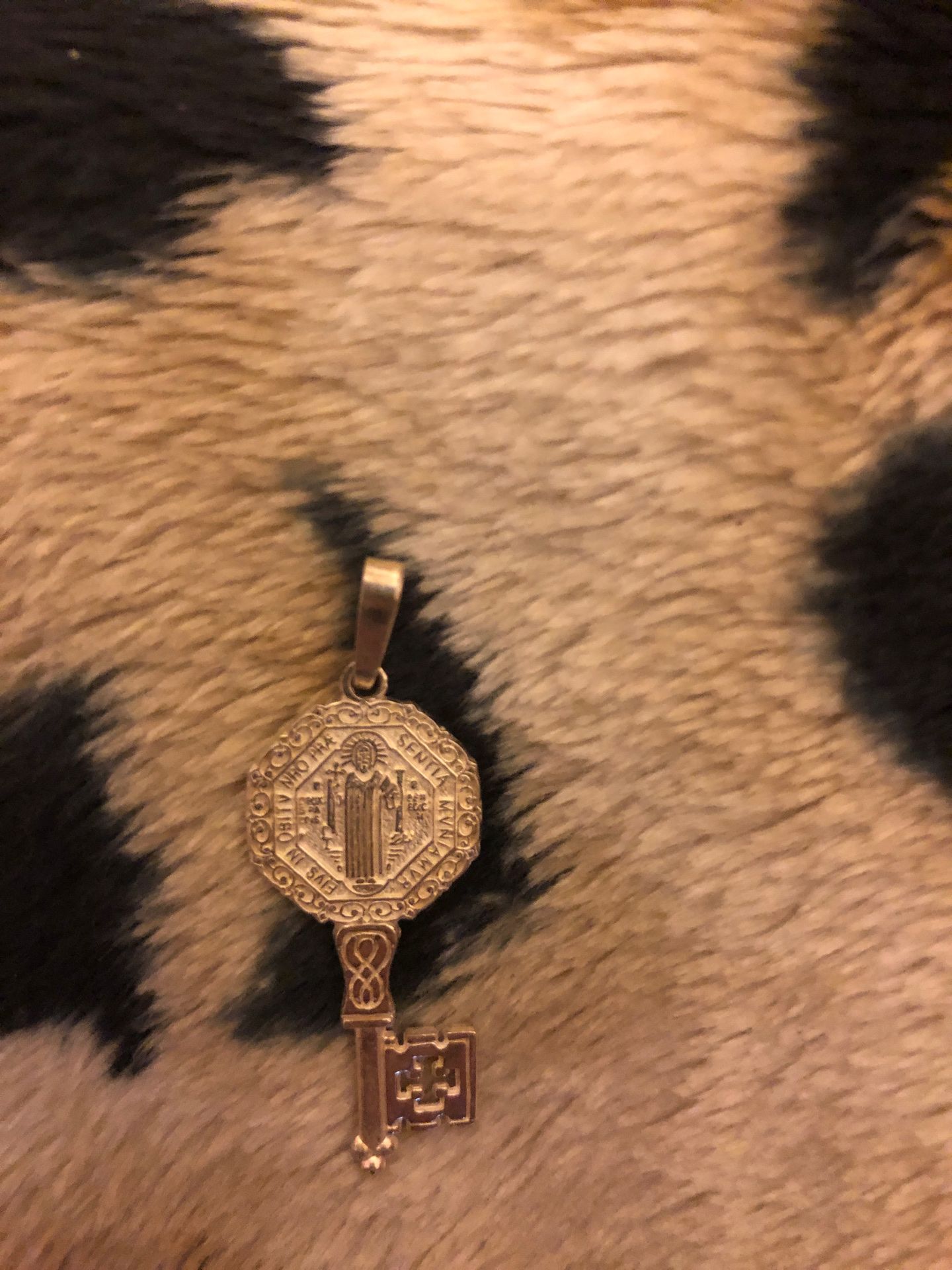 St. Benedict sterling Catholic religious key charm/pendant. 3.3 grams.