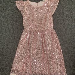 Beautiful H&M girls size 8 / 9 pink sparkly sequined dress