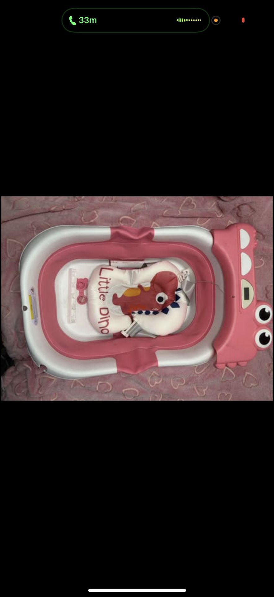 Collapsible Baby Bathtub for Newborns to Toddler with Real-time Temp Monitor & Floating Cushion,Port