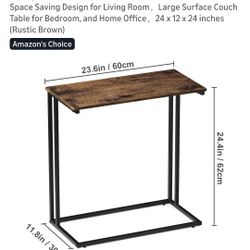C-Shaped Side Table, Modern End Table with Metal Frame, Space Saving Design for Living Room，Large Surface Couch Table for Bedroom, and Home Office，24 