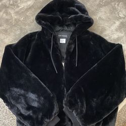 Faux Fur Hoodie Jacket Large 