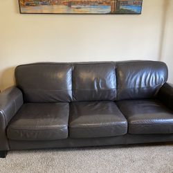 Black Leather Sofa 