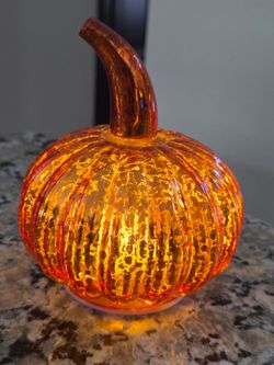 Pumpkin light up mercury glass