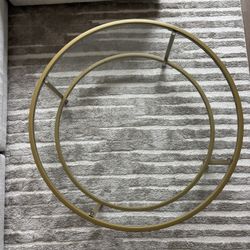 36” Gold-Framed Glass Coffee Table