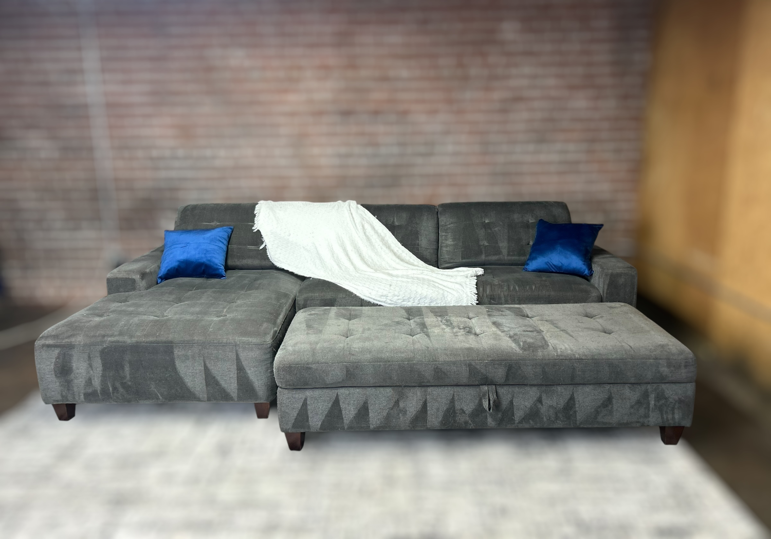 Free Delivery Thomasville 2 piece sectional couch and ottoman