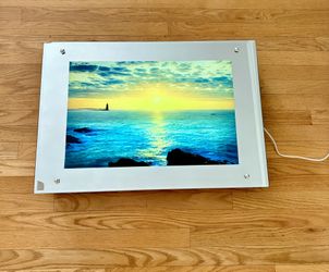 Vintage Lighthouse Light Box Wall Art – 25.5” Illuminated Seascape