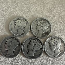 1935 Up To 1939 - Set Of Mercury Dimes - 90% Silver!