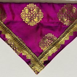 Diwali India Bollywood Silk Brocade Over Collar SlideOn Pet Dog Bandana Scarf M