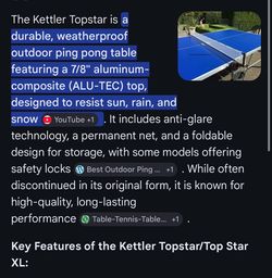 Kettler topstar table tennis weatherproof table