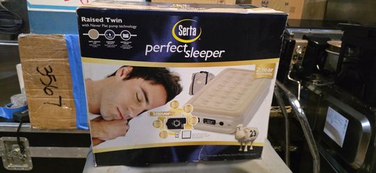 NEW UNOPENED SERTA RAISED TWIN W/NEVER FLAT PUMP