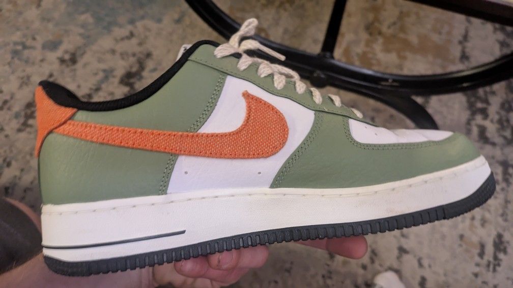Nike Air Force One (Oil Green Orange) Size 10.5