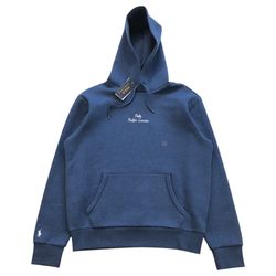 Polo Ralph Lauren Logo Embroidered Hoodie Medium M Blue Sweatshirt Pullover NEW!