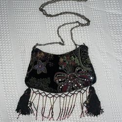 Vintage Mary Frances Glass and Rhinestone Beaded Embroidered