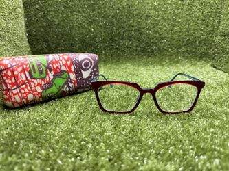 l.a. Eyeworks SAND DAB 971 Eyeglasses Frame Teal Burgundy 54-18-137 Japan Rare