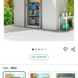 Outsunny 7' x 4' Metal Lean to Garden Shed, Outdoor Storage Shed, Garden Tool House with Double Sliding Doors