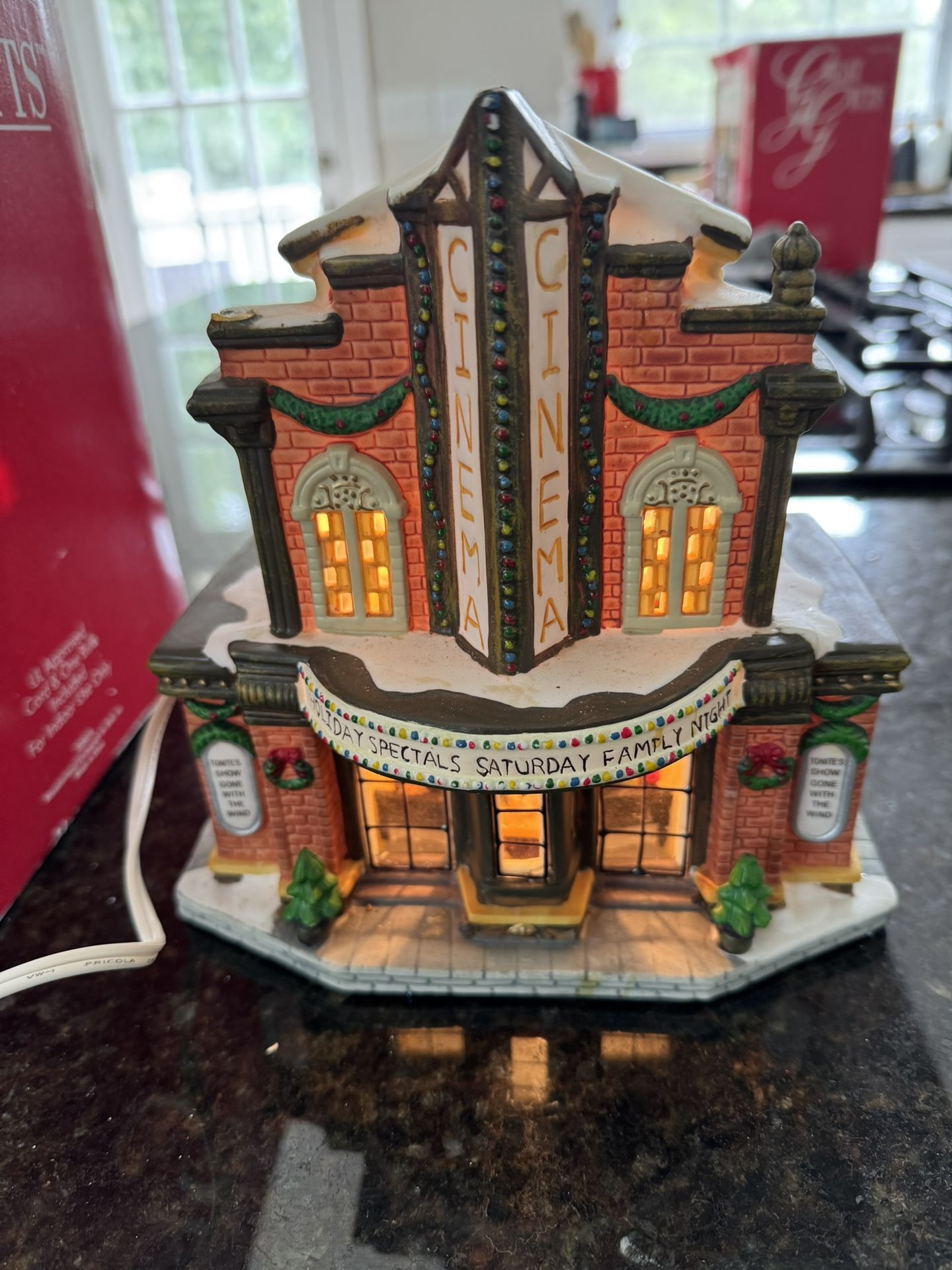 Holiday Home Accents Porcelain Cinema Christmas Village w/Box
