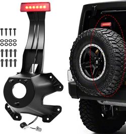 Spare Tire Holder Mounting Bracket + 3rd Brake Light for 2007–2018 Jeep Wrangler JK – Red