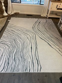 RUGGABLE Modern & Minimalistic 8x10 area rug bone white & green Washable**